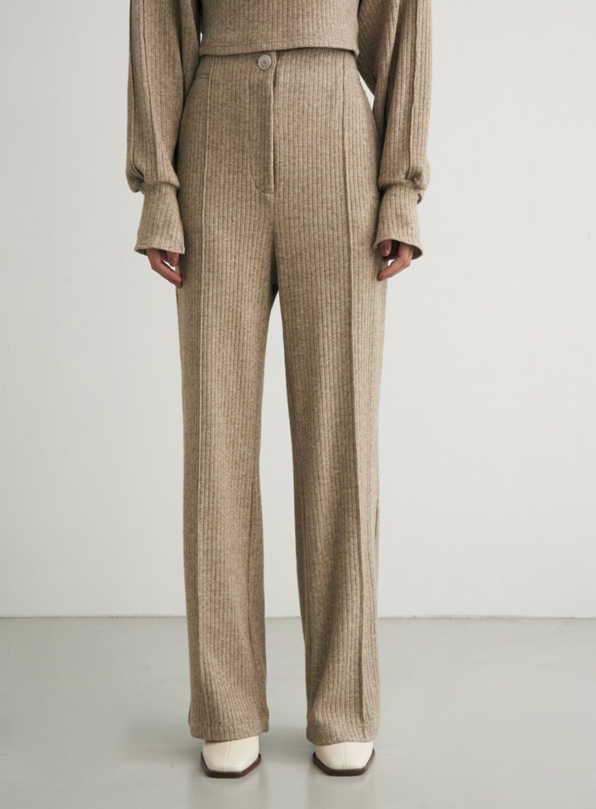 坑條親膚針織長褲